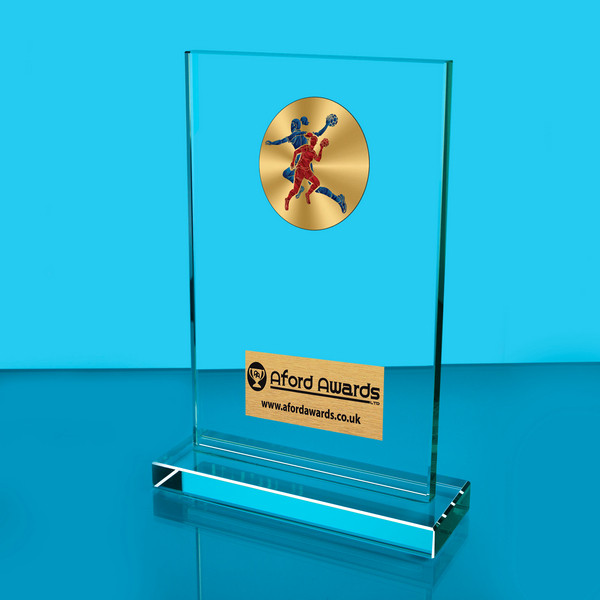 Handball Thick Glass Plaque with Black Presentation Box
