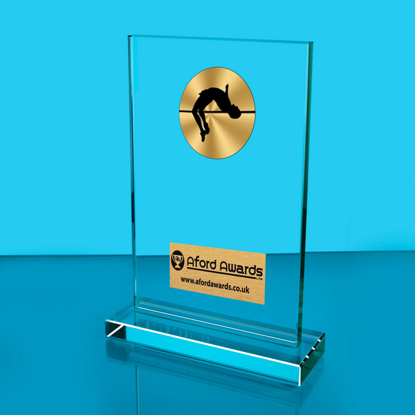 High Jump Thick Glass Plaque with Black Presentation Box