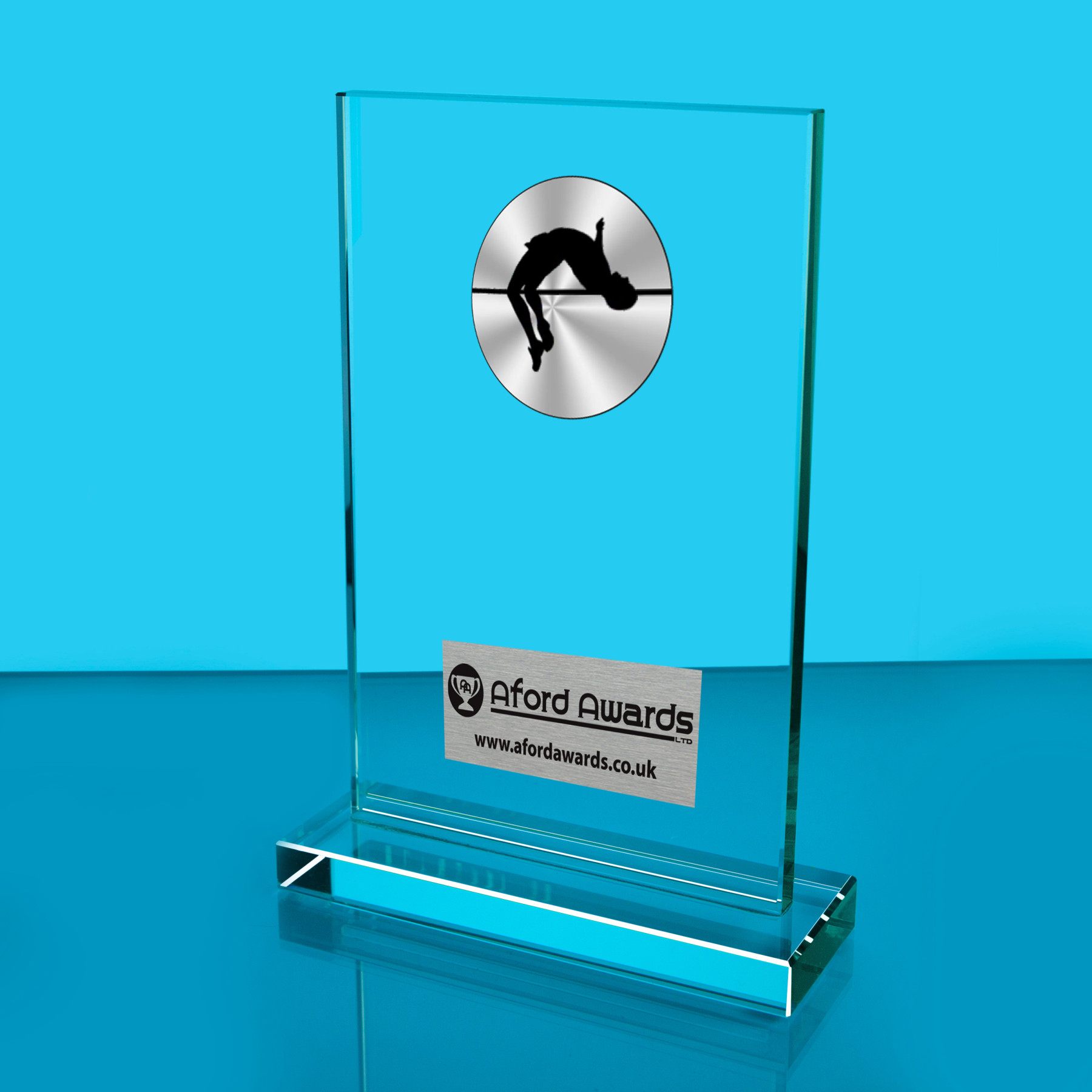 High Jump Thick Glass Plaque with Black Presentation Box