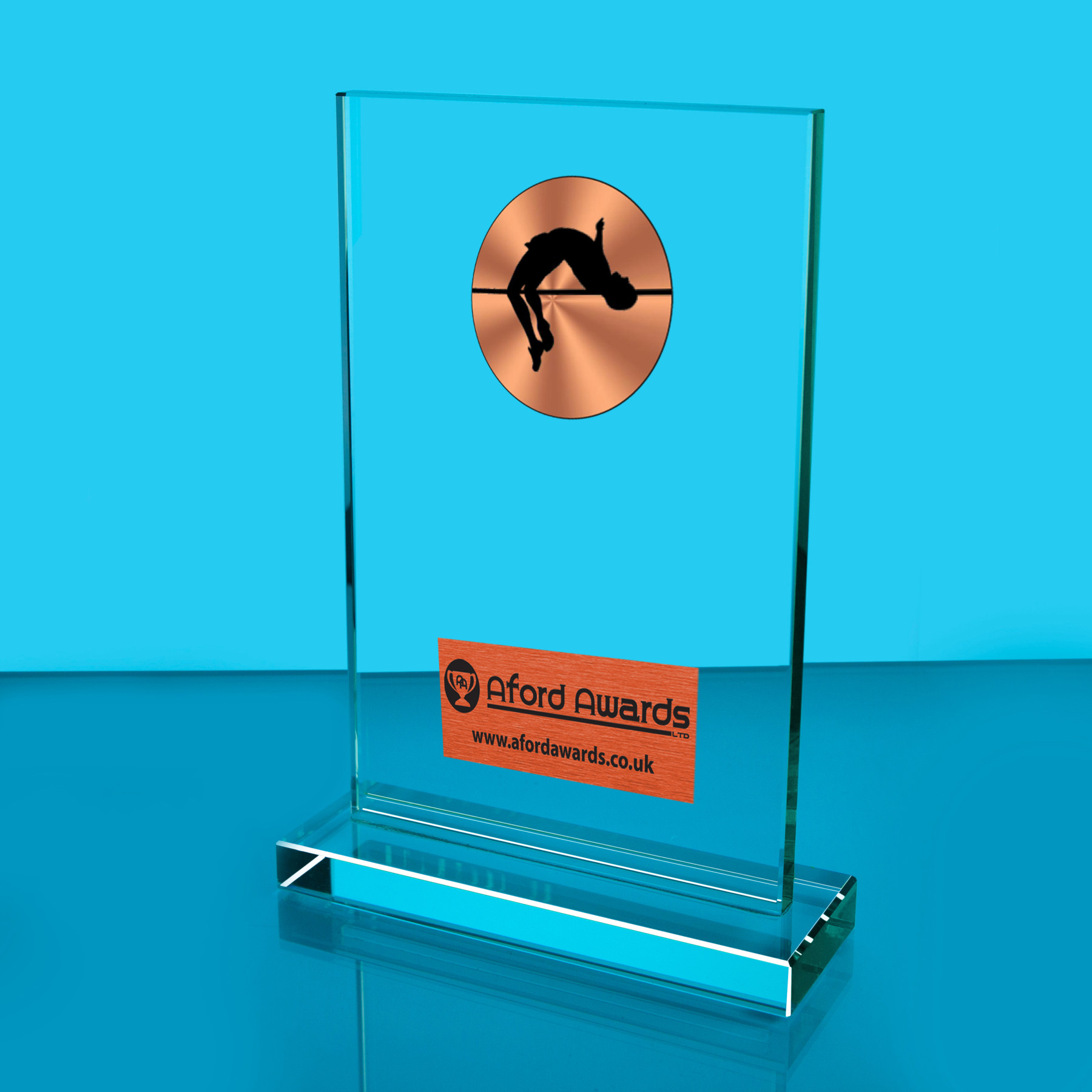 High Jump Thick Glass Plaque with Black Presentation Box