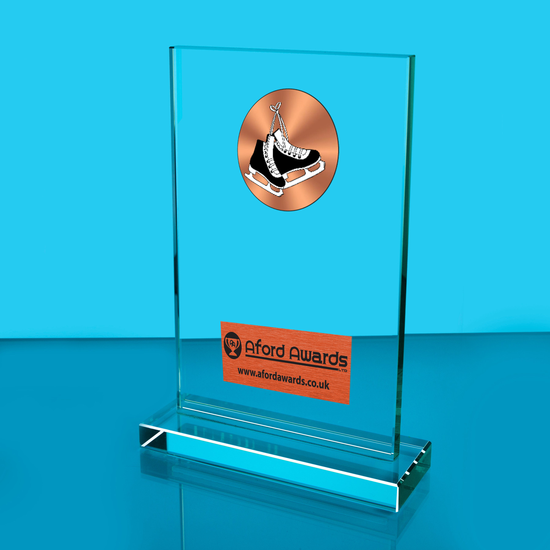 Ice Skating Thick Glass Plaque with Black Presentation Box