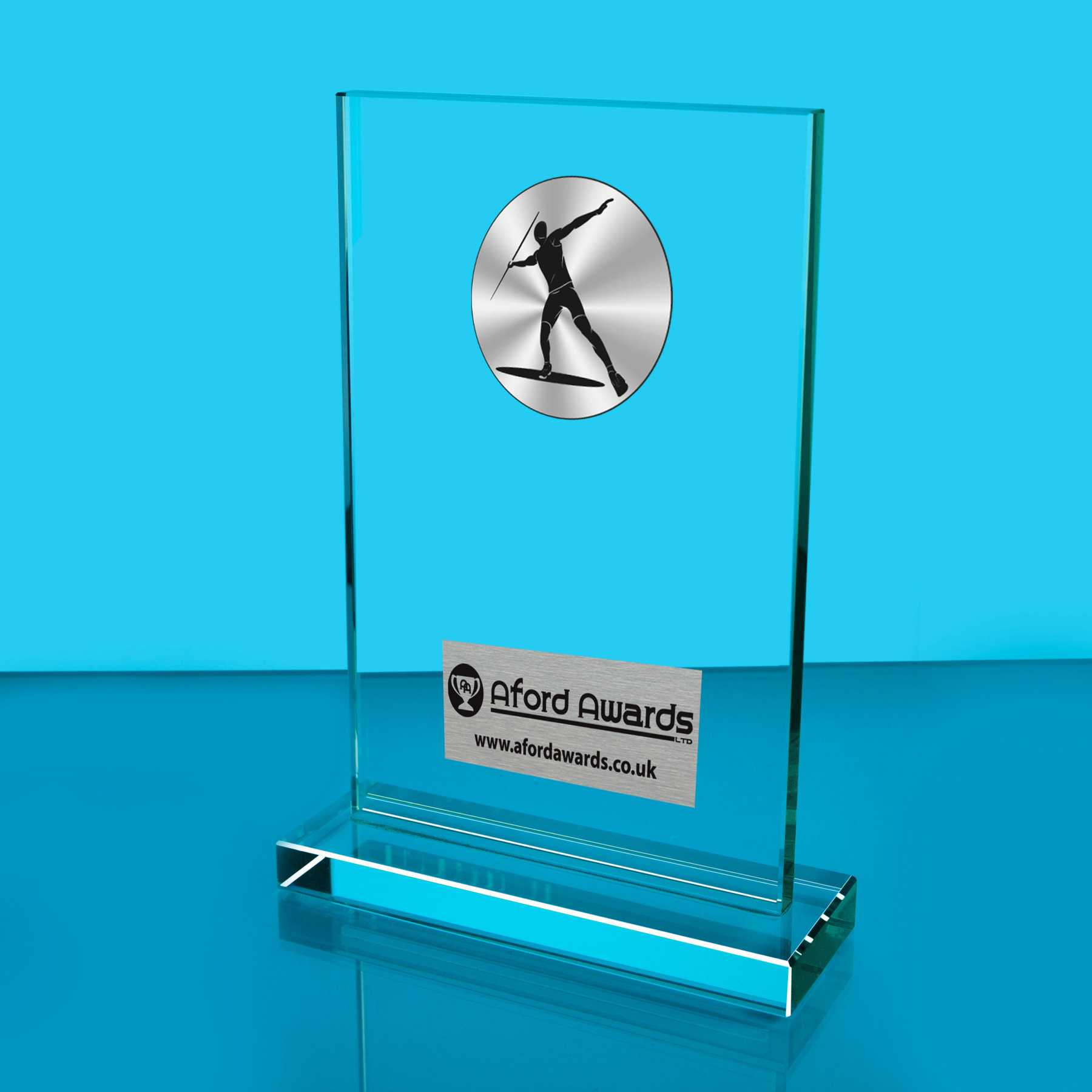 Javelin Thick Glass Plaque with Black Presentation Box