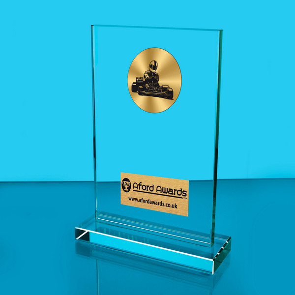 Go Karting Thick Glass Plaque with Black Presentation Box