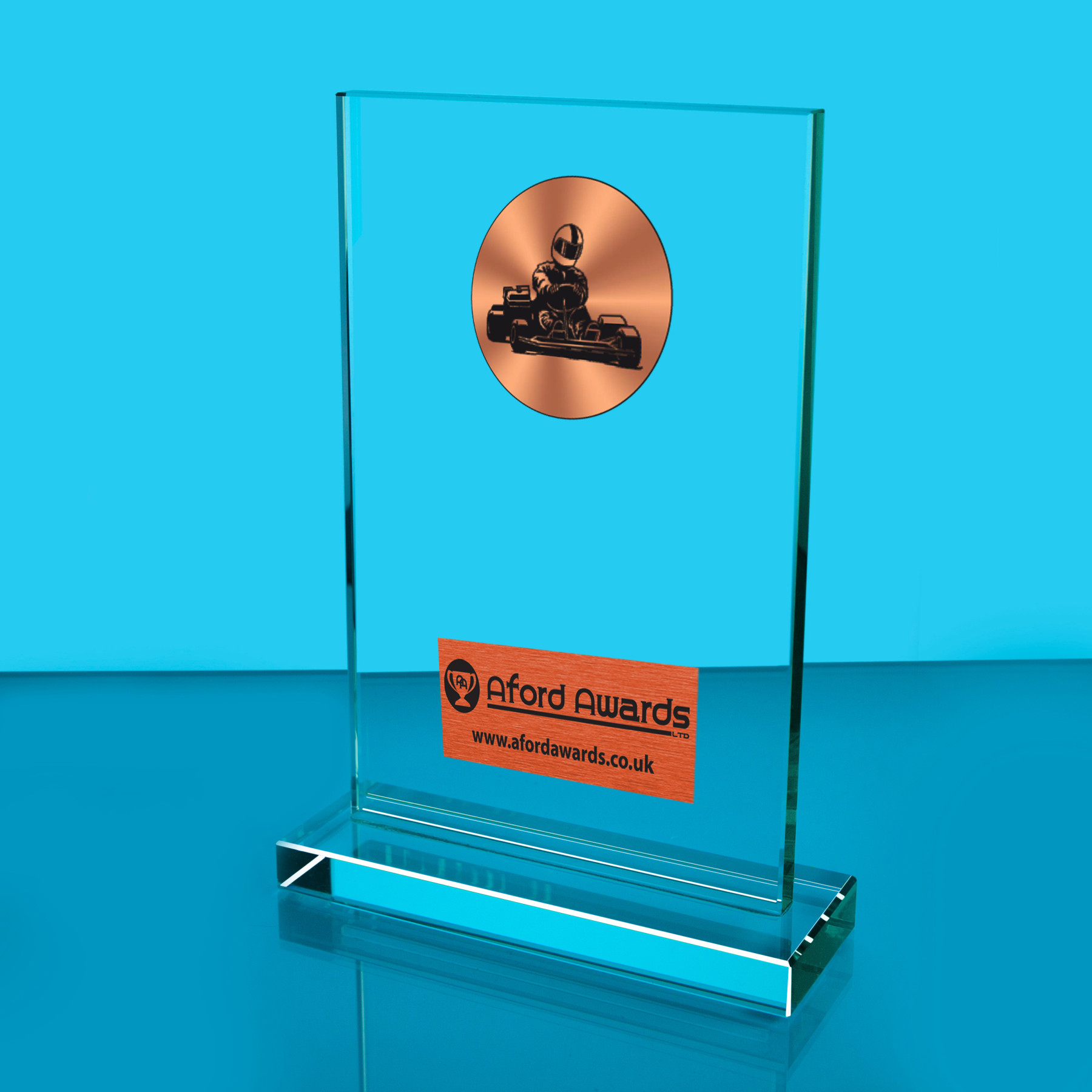 Go Karting Thick Glass Plaque with Black Presentation Box
