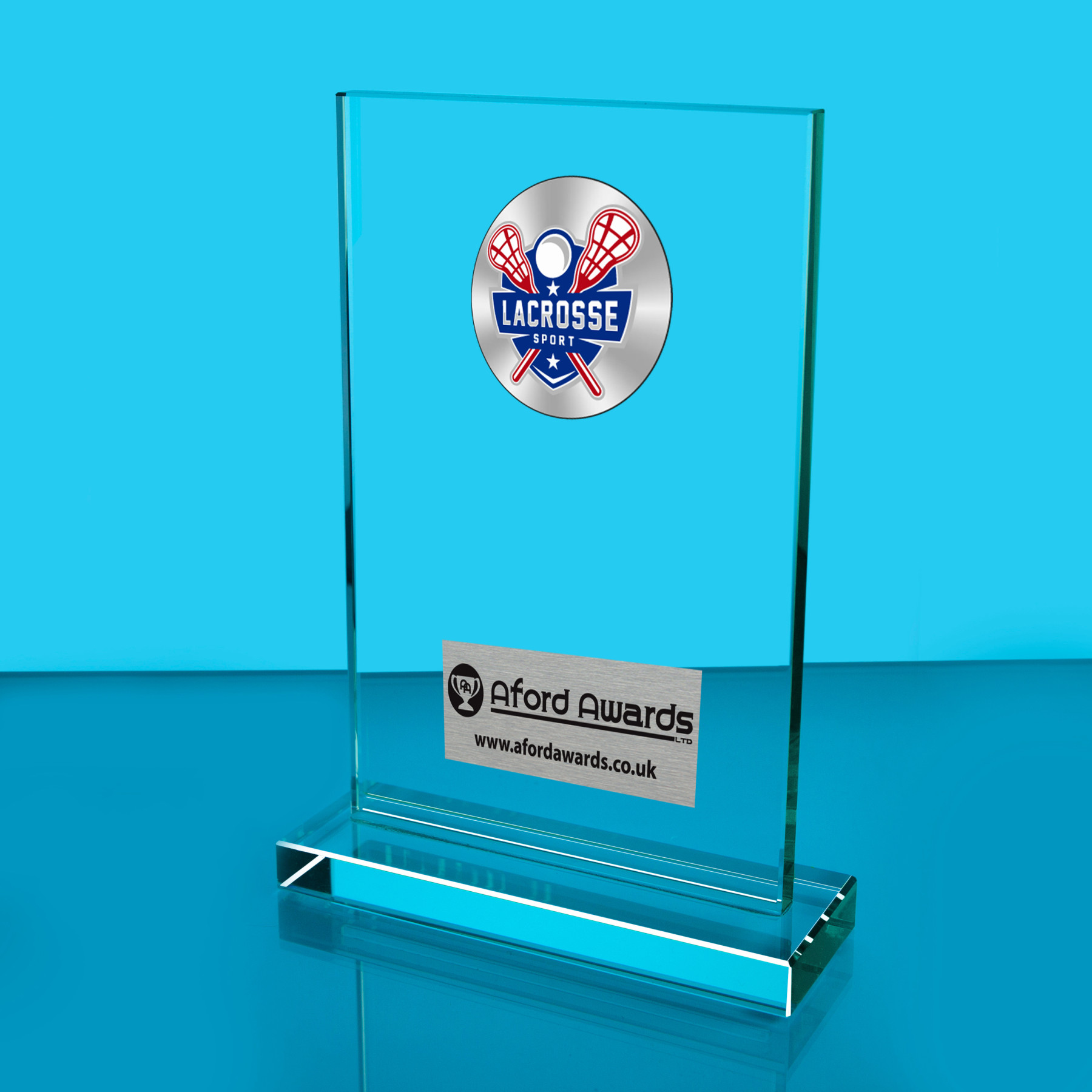 Lacrosse Thick Glass Plaque with Black Presentation Box