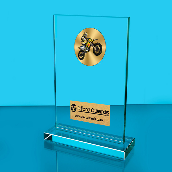 Motocross Thick Glass Plaque with Black Presentation Box
