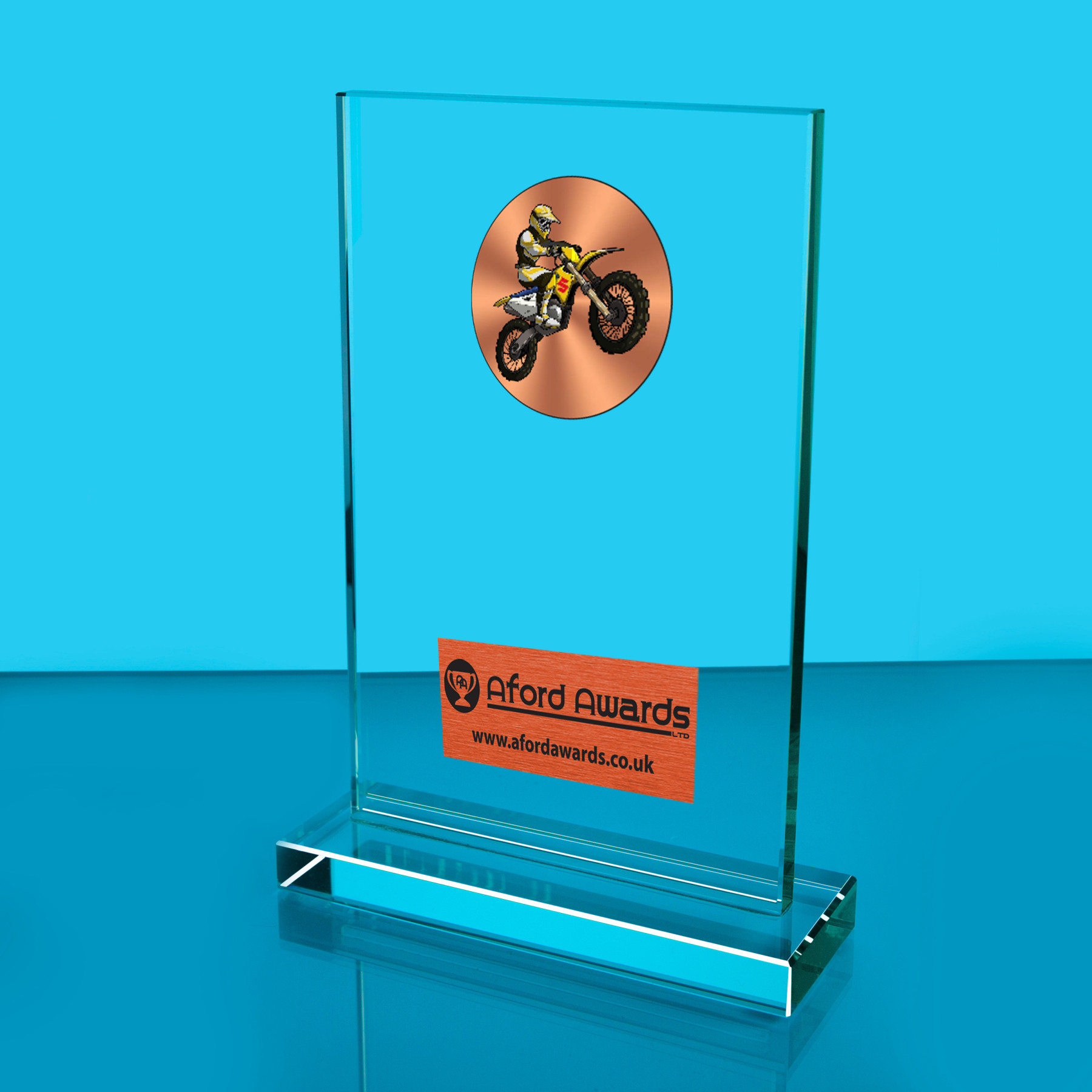 Motocross Thick Glass Plaque with Black Presentation Box