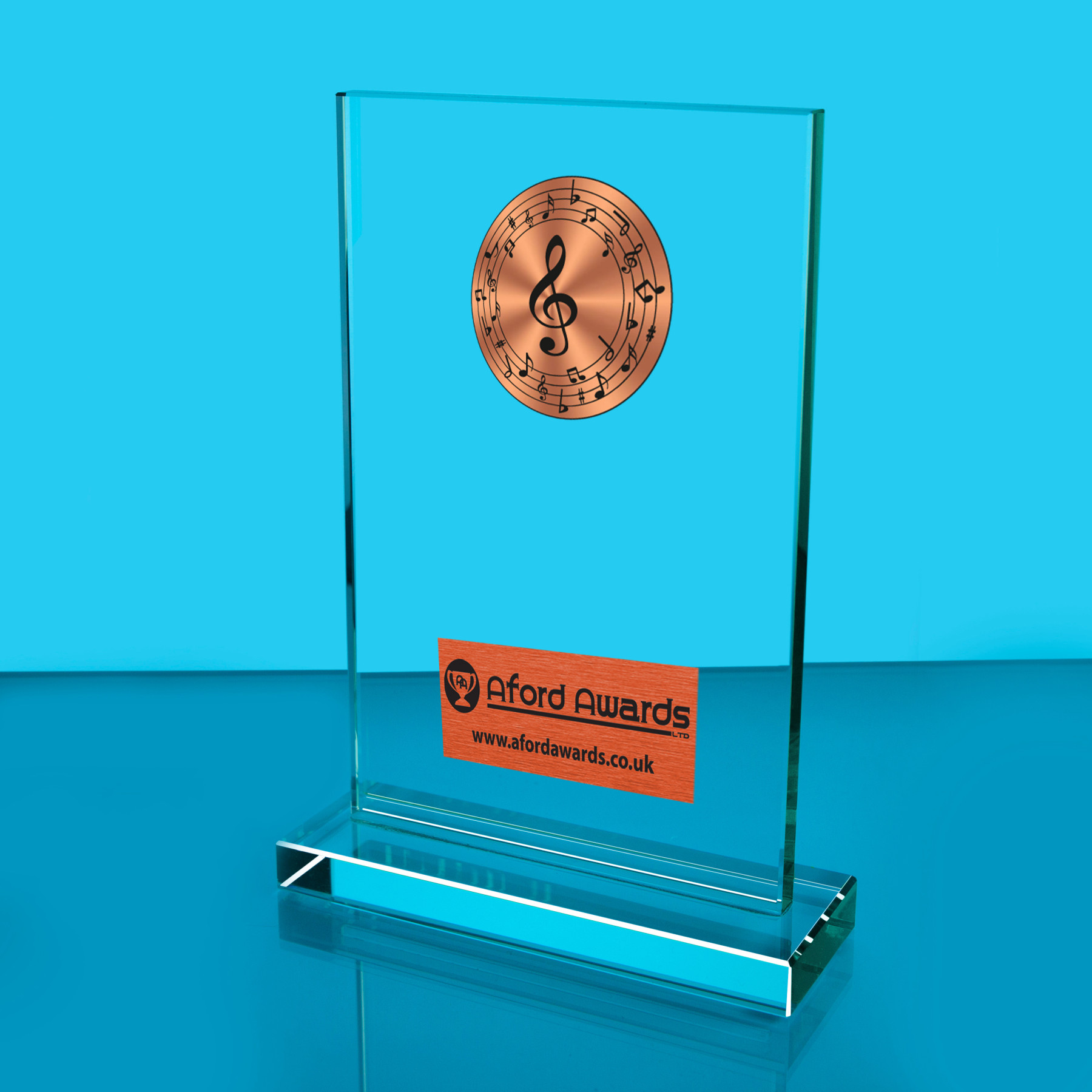Music Thick Glass Plaque with Black Presentation Box