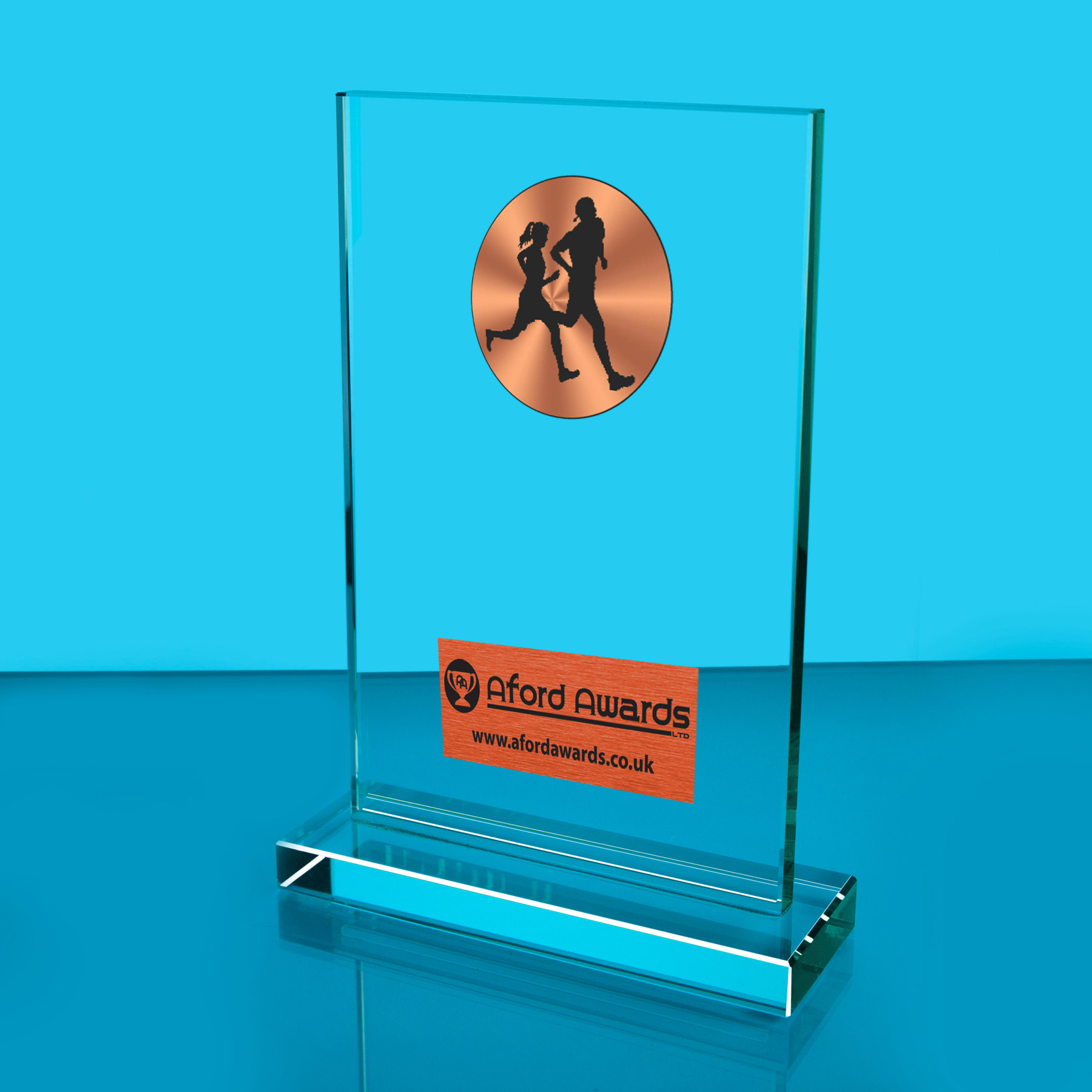 Running Thick Glass Plaque with Black Presentation Box