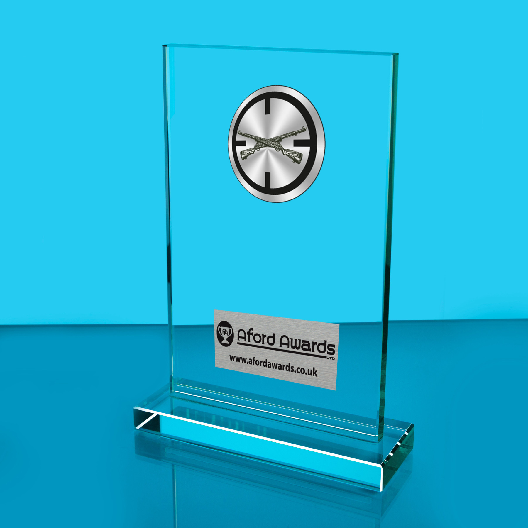 Shooting Thick Glass Plaque with Black Presentation Box
