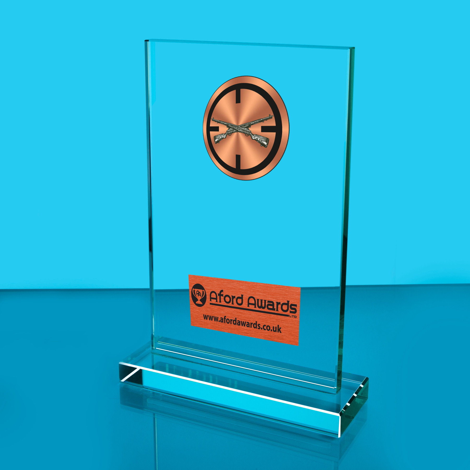 Shooting Thick Glass Plaque with Black Presentation Box