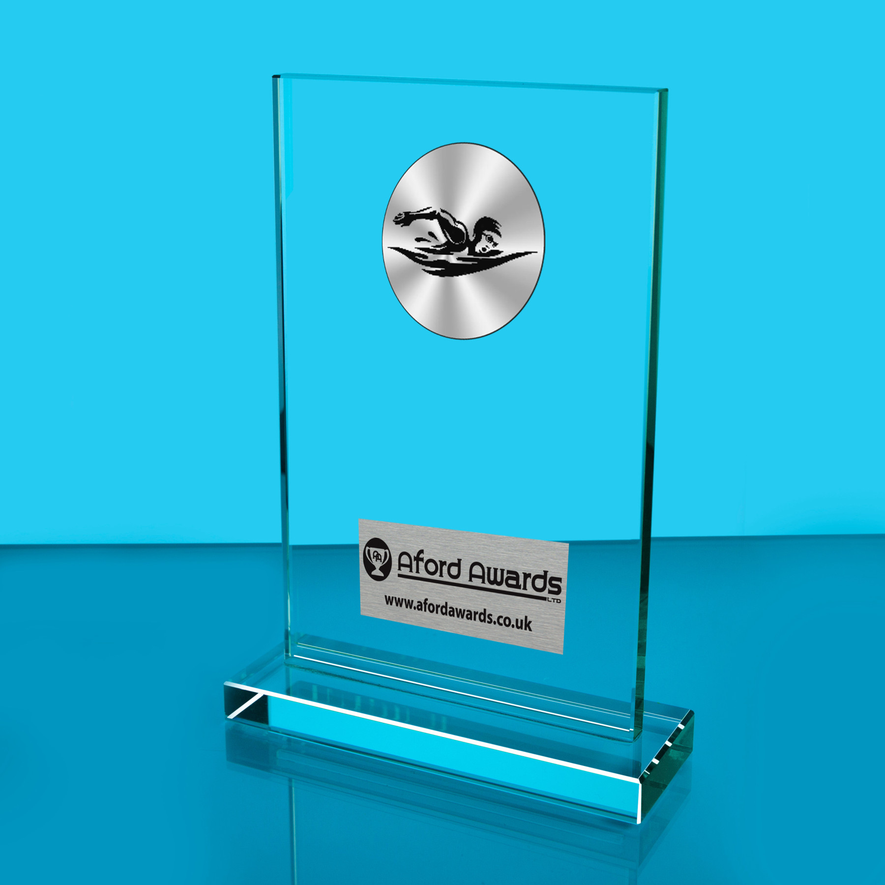 Swimming Thick Glass Plaque with Black Presentation Box