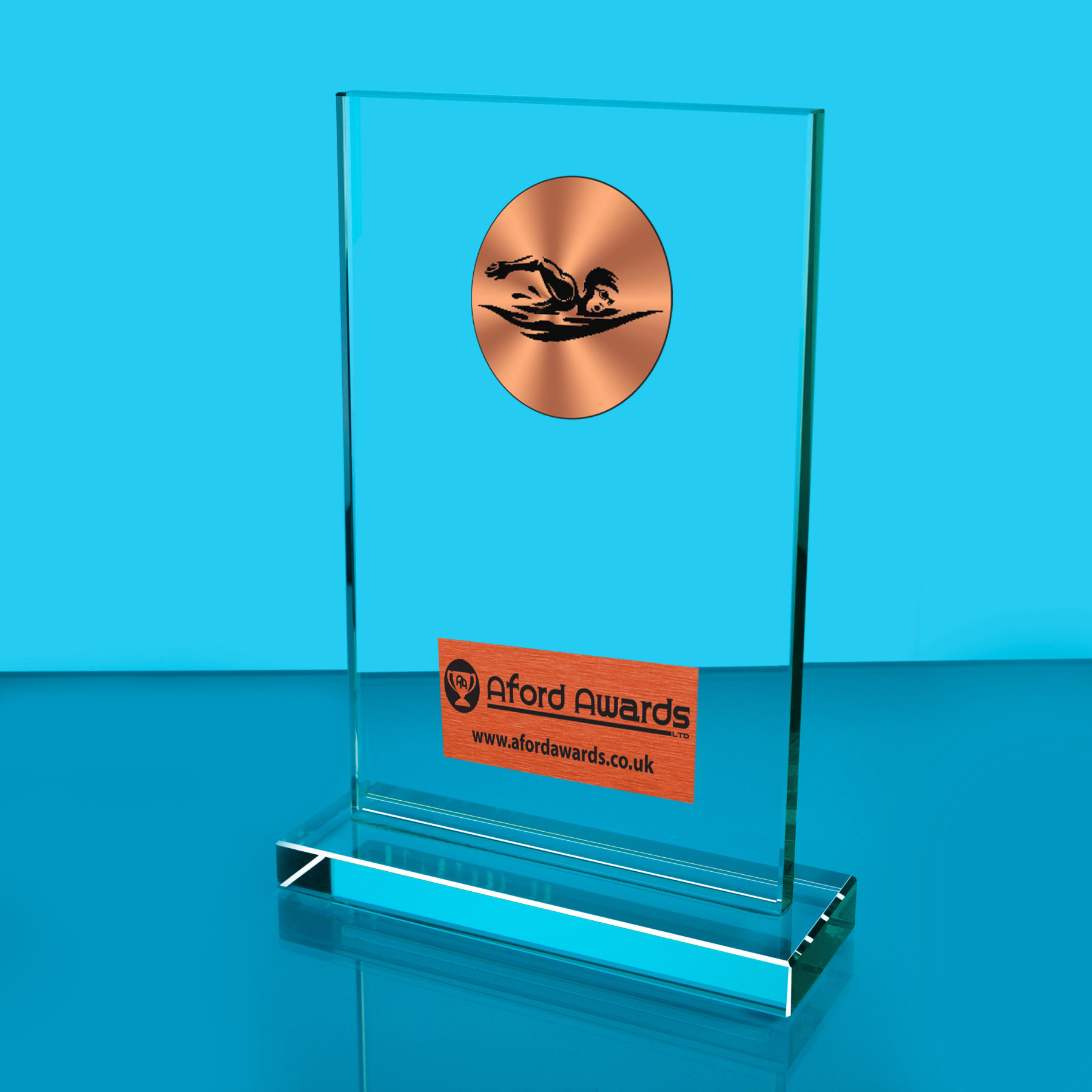 Swimming Thick Glass Plaque with Black Presentation Box