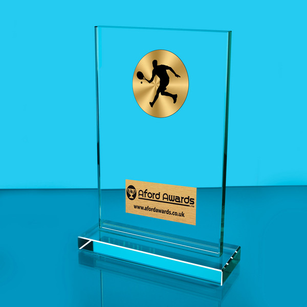Tennis Thick Glass Plaque with Black Presentation Box