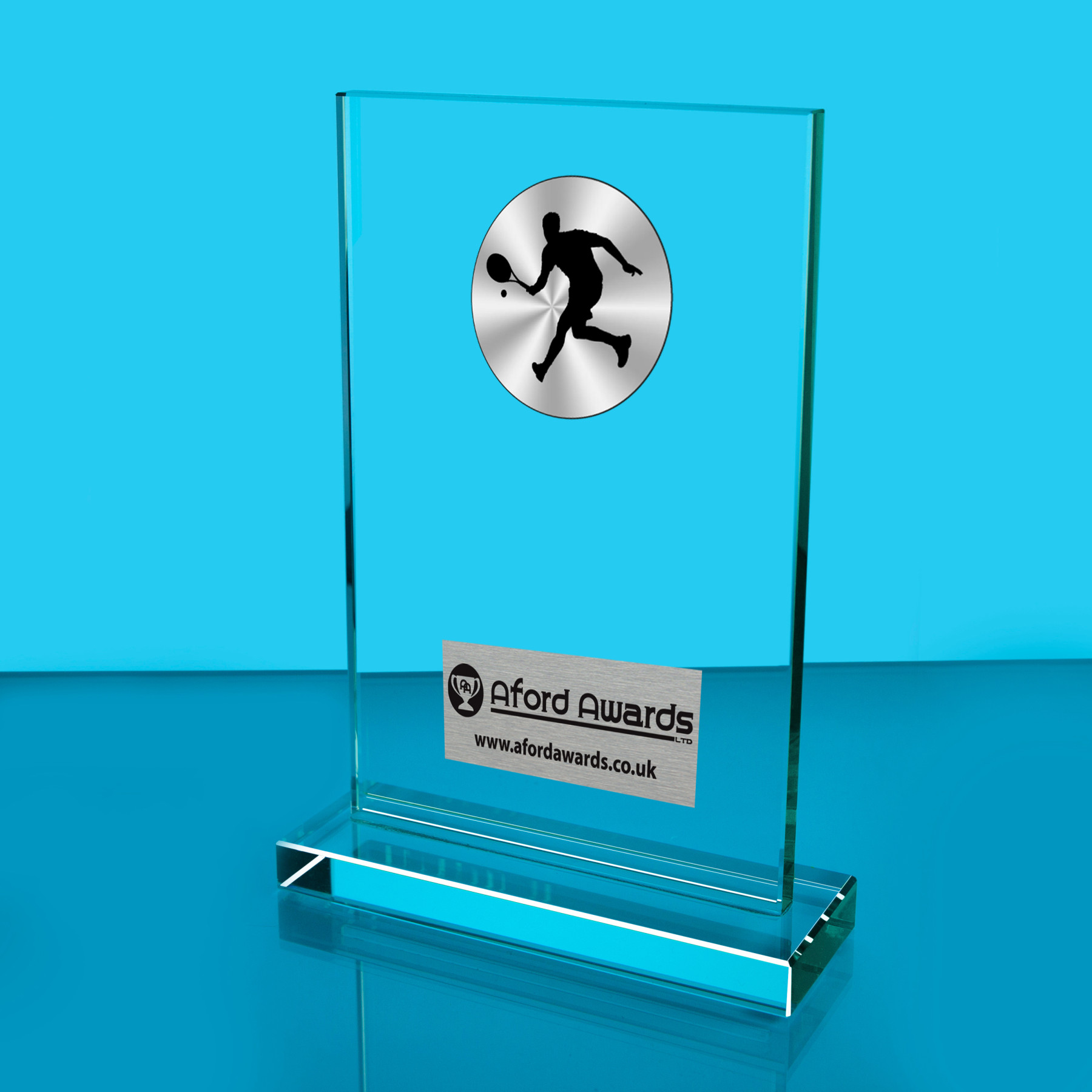 Tennis Thick Glass Plaque with Black Presentation Box
