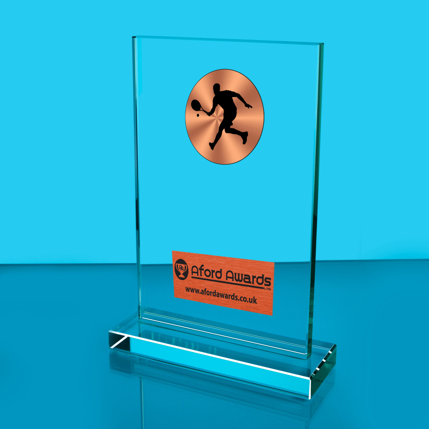 Tennis Thick Glass Plaque with Black Presentation Box