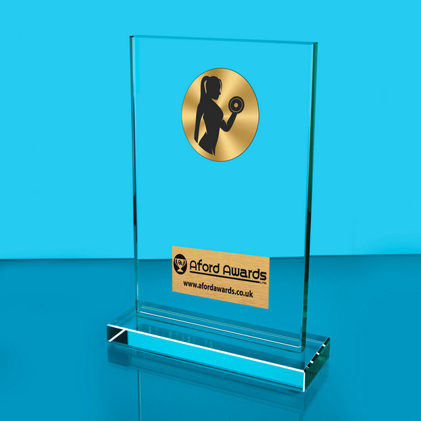 Weightlifting Thick Glass Plaque with Black Presentation Box