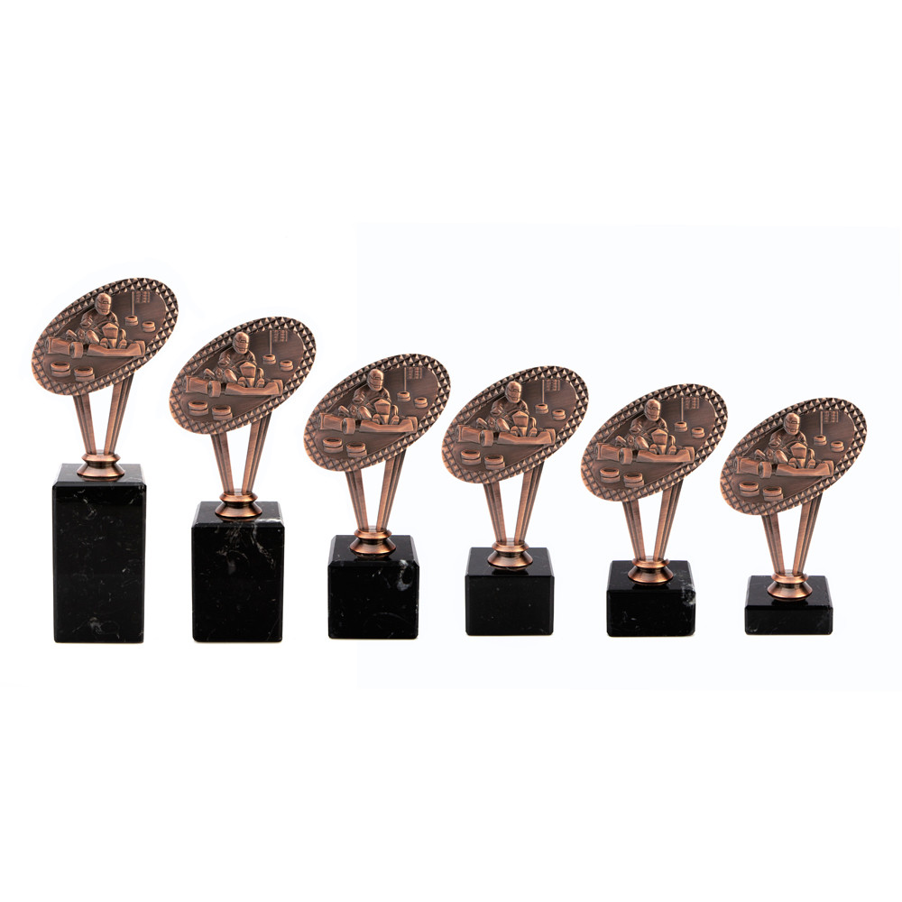 Bronze Metal Karting Award on Marble Base