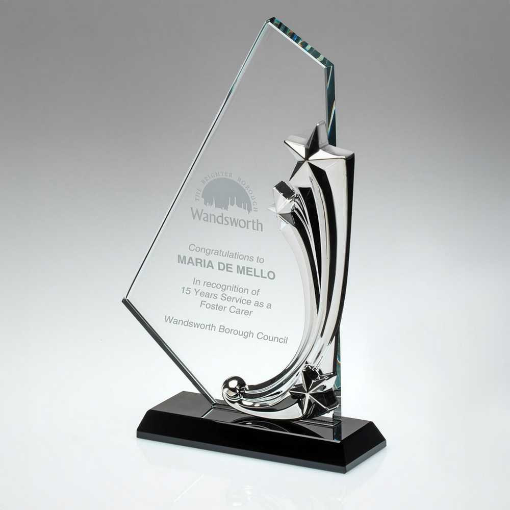 Clear/Black Glass Plaque with Metal Stars