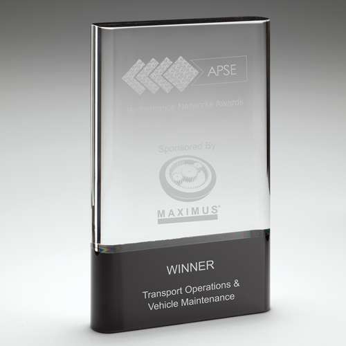 Clear Glass Plaque on Black Base (30MM THICK) 