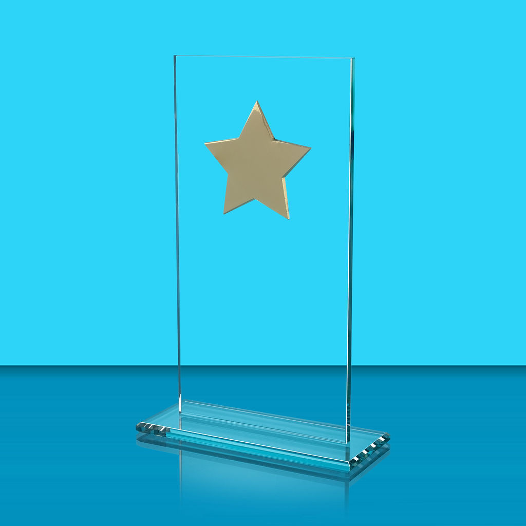 Jade Glass Gladiator Plaque Award with Star