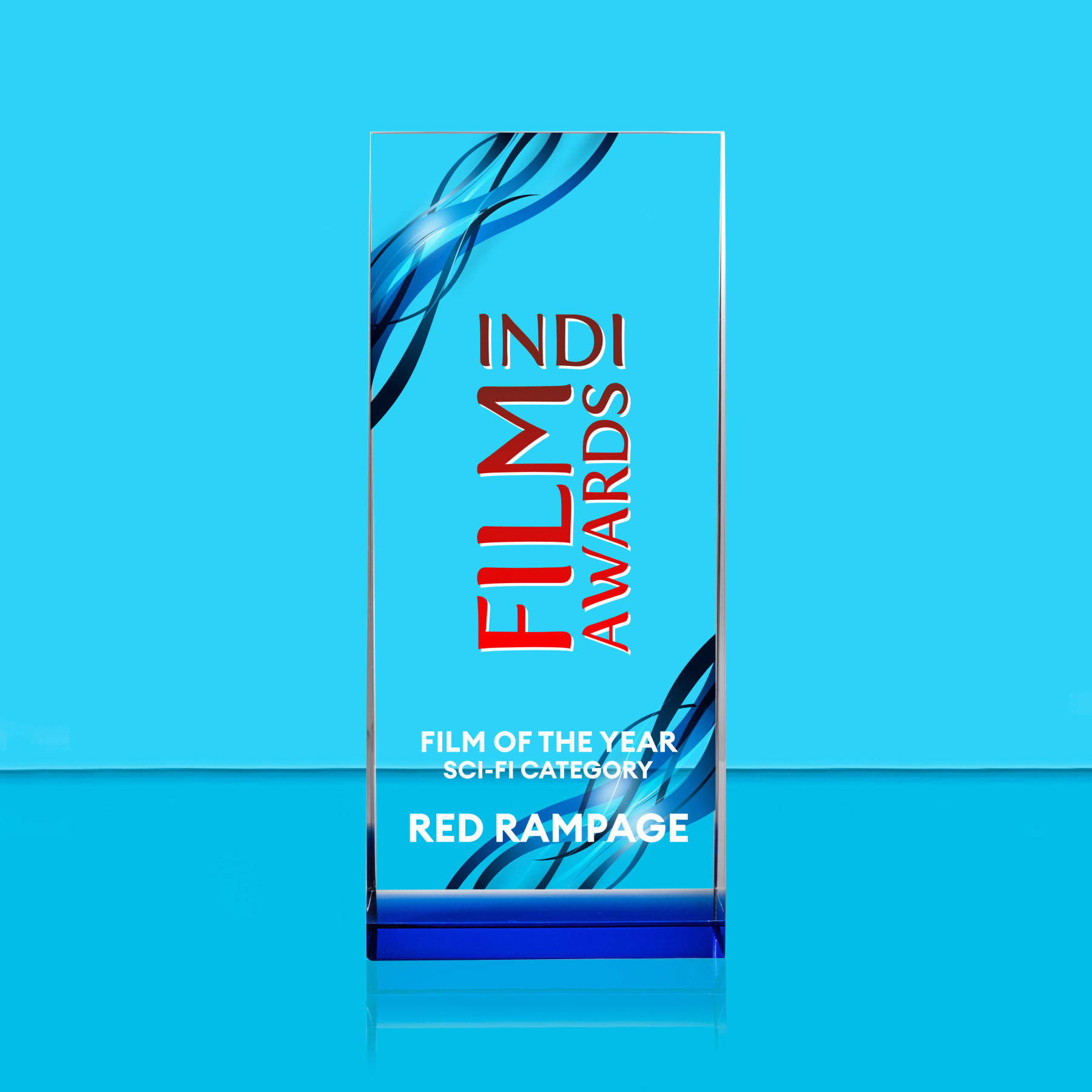Egyptian Blue Crystal Wedge Award - UV Colour Printing