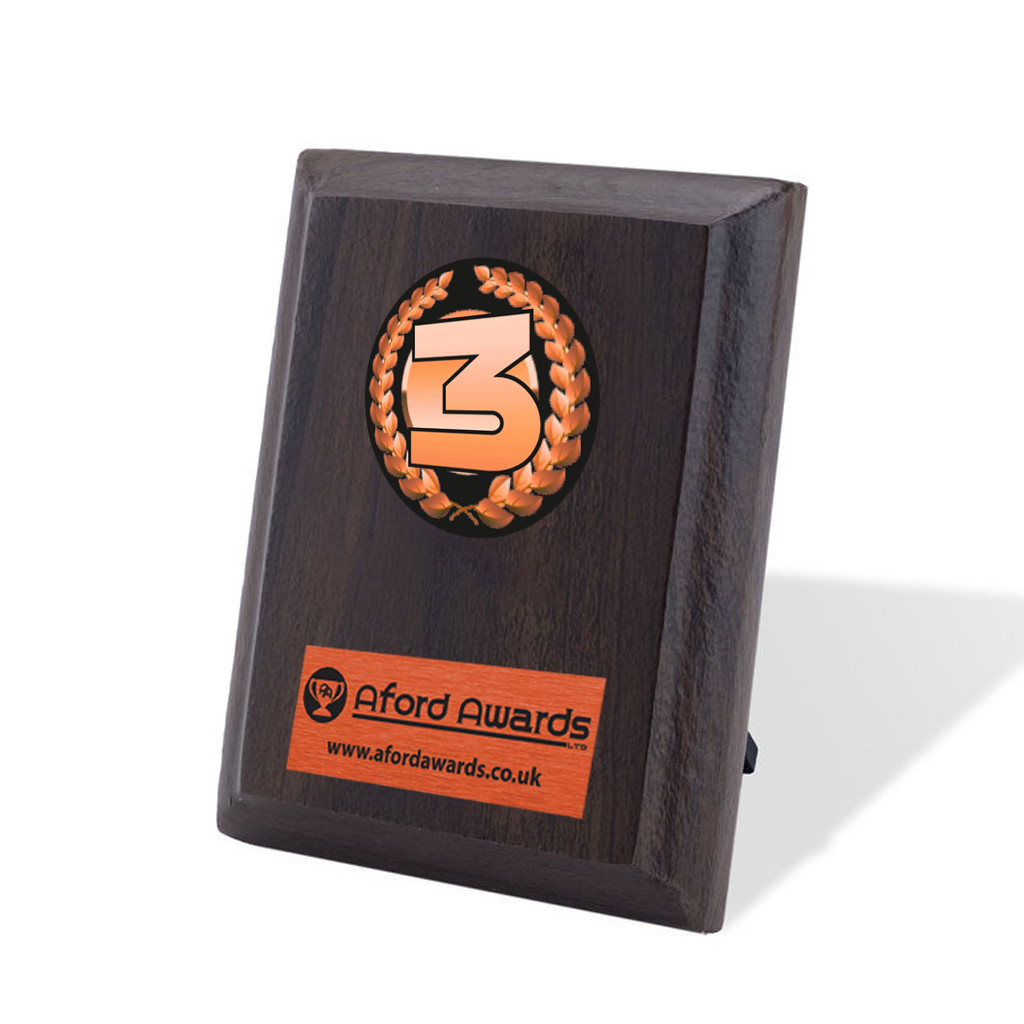 1st, 2nd & 3rd Place Walnut Plaque with Strut