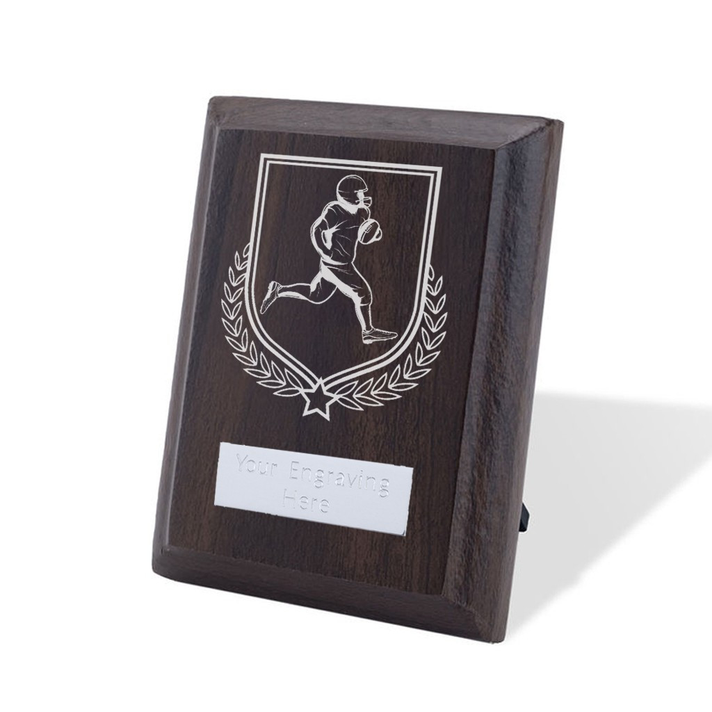 UV Colour Printed American Football Walnut Plaque with Strut