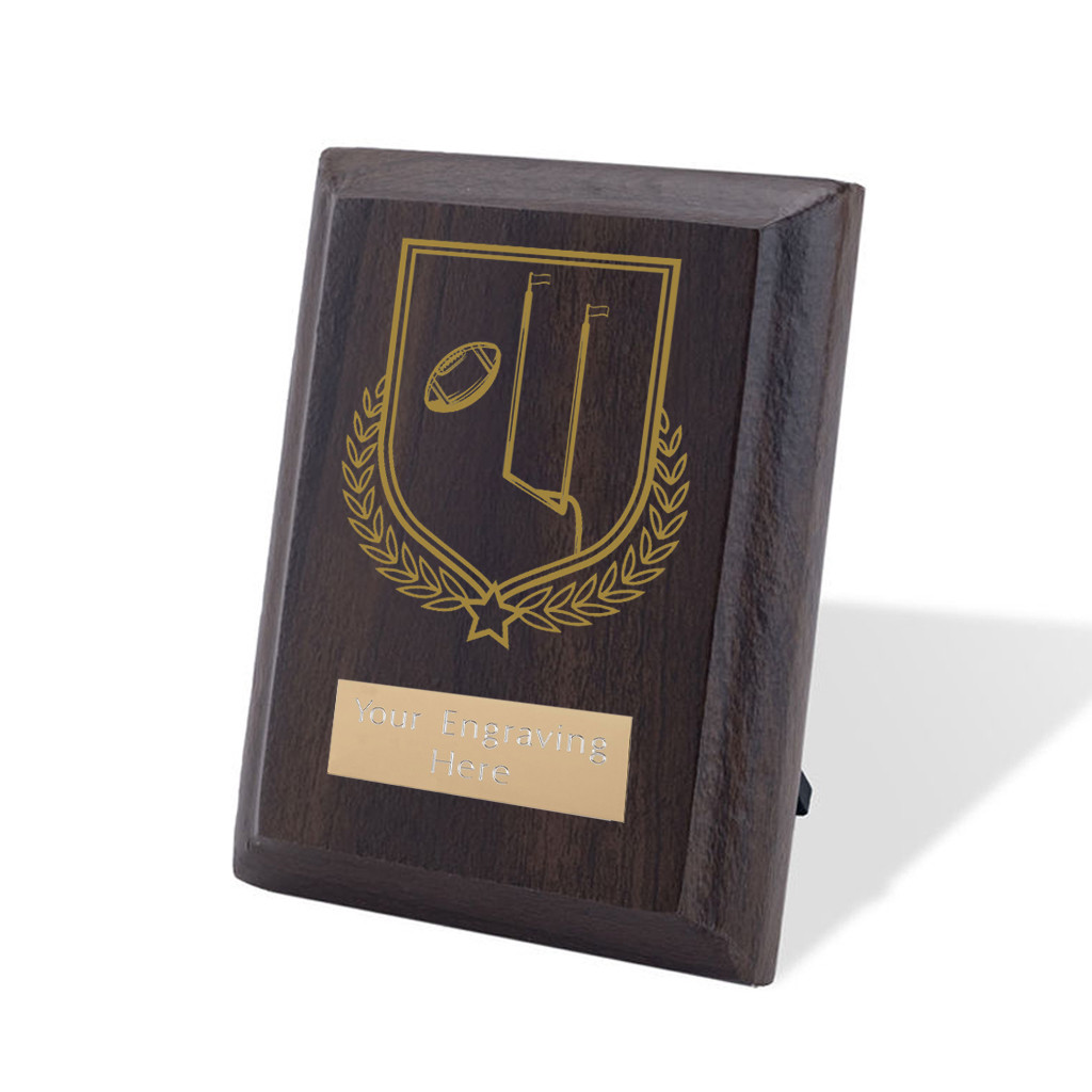 UV Colour Printed American Football Walnut Plaque with Strut