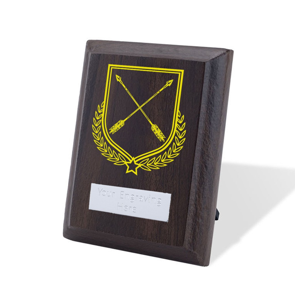 UV Colour Printed Archery Walnut Plaque with Strut