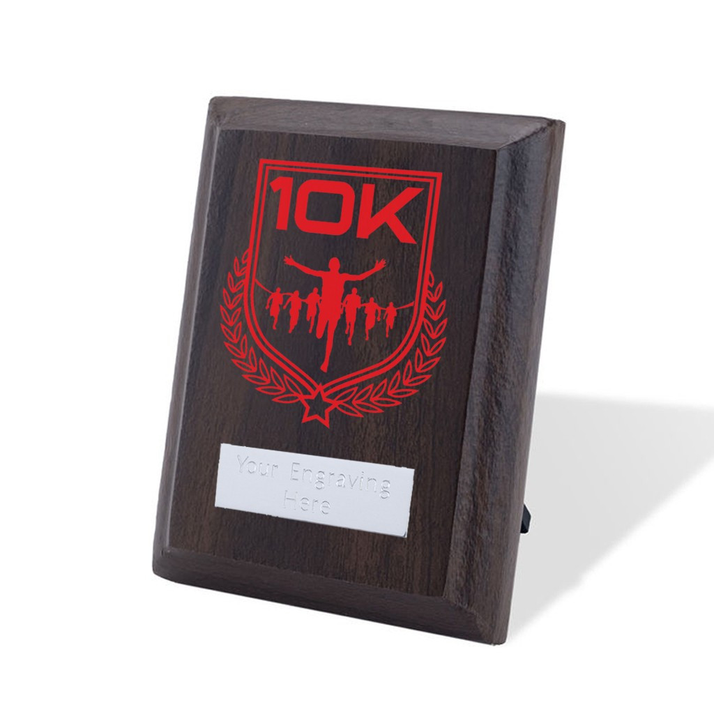 UV Colour Printed 10K Run Walnut Plaque with Strut