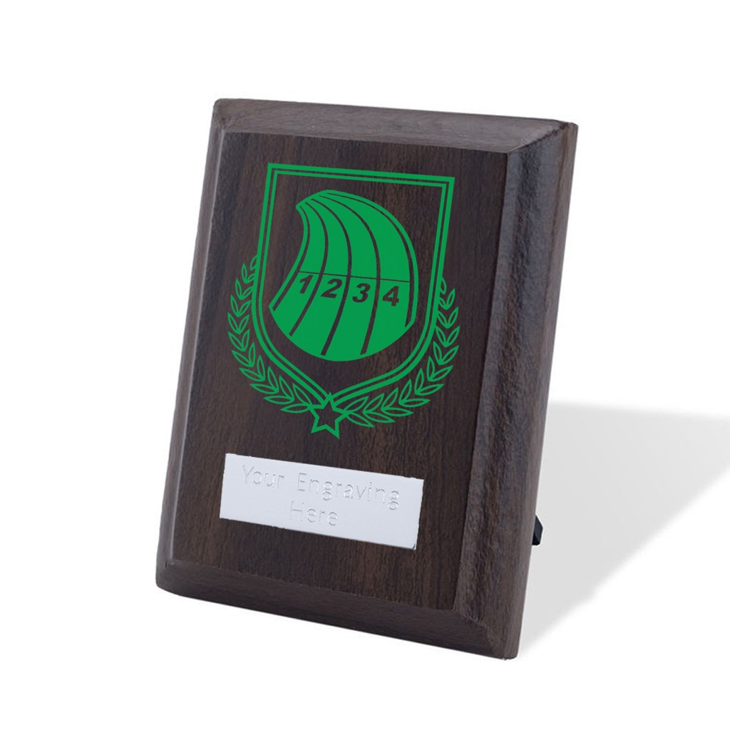 UV Colour Printed Athletics Walnut Plaque with Strut