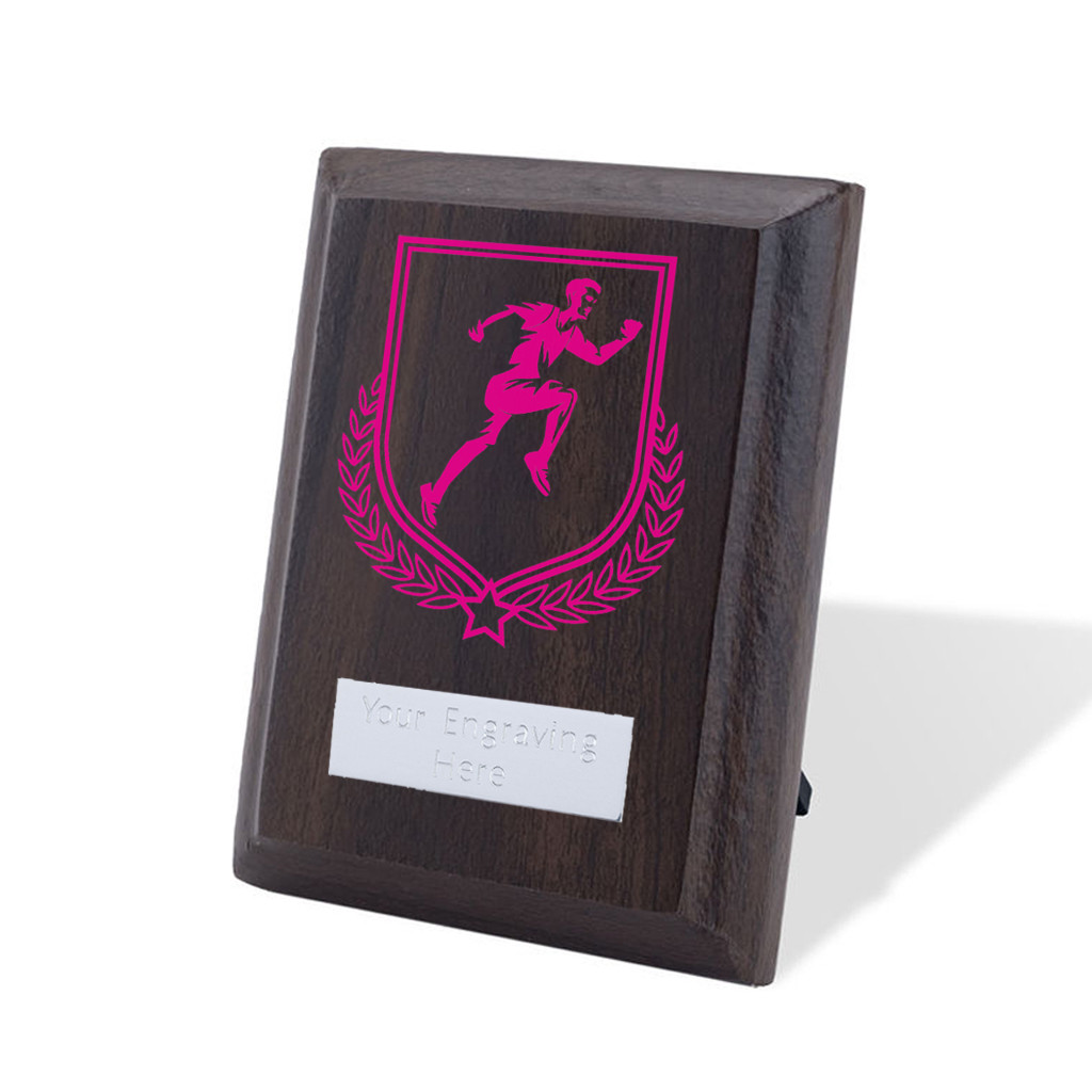UV Colour Printed Male Running Walnut Plaque with Strut