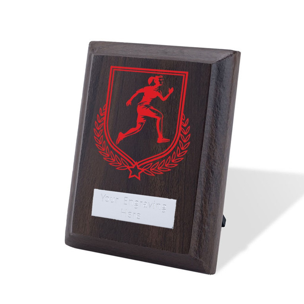 UV Colour Printed Female Running Walnut Plaque with Strut