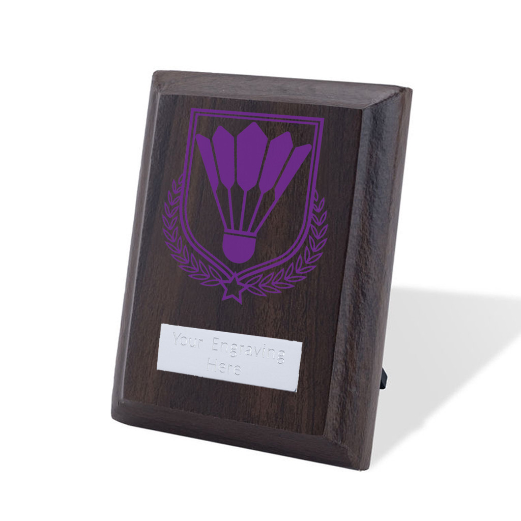 UV Colour Printed Badminton Walnut Plaque with Strut