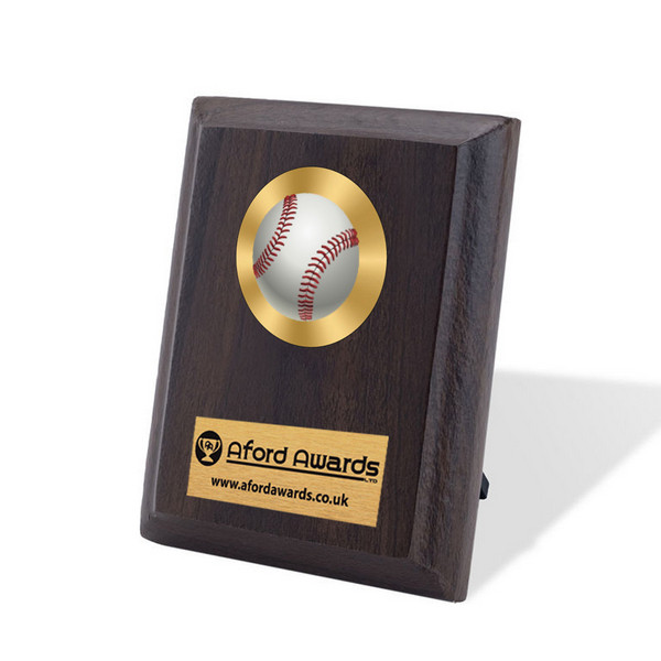 Baseball Walnut Plaque with Strut