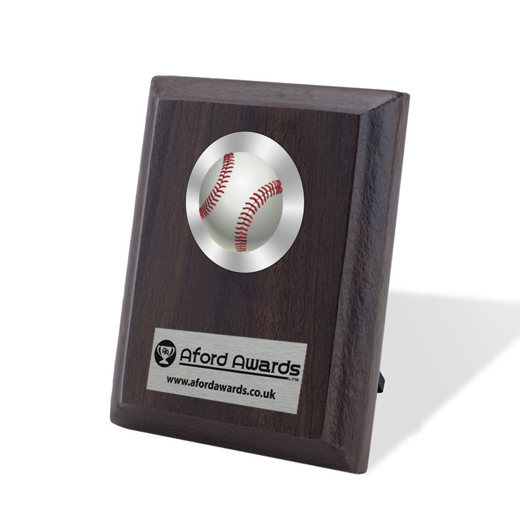 Baseball Walnut Plaque with Strut