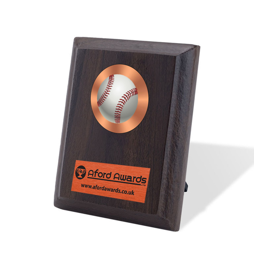 Baseball Walnut Plaque with Strut