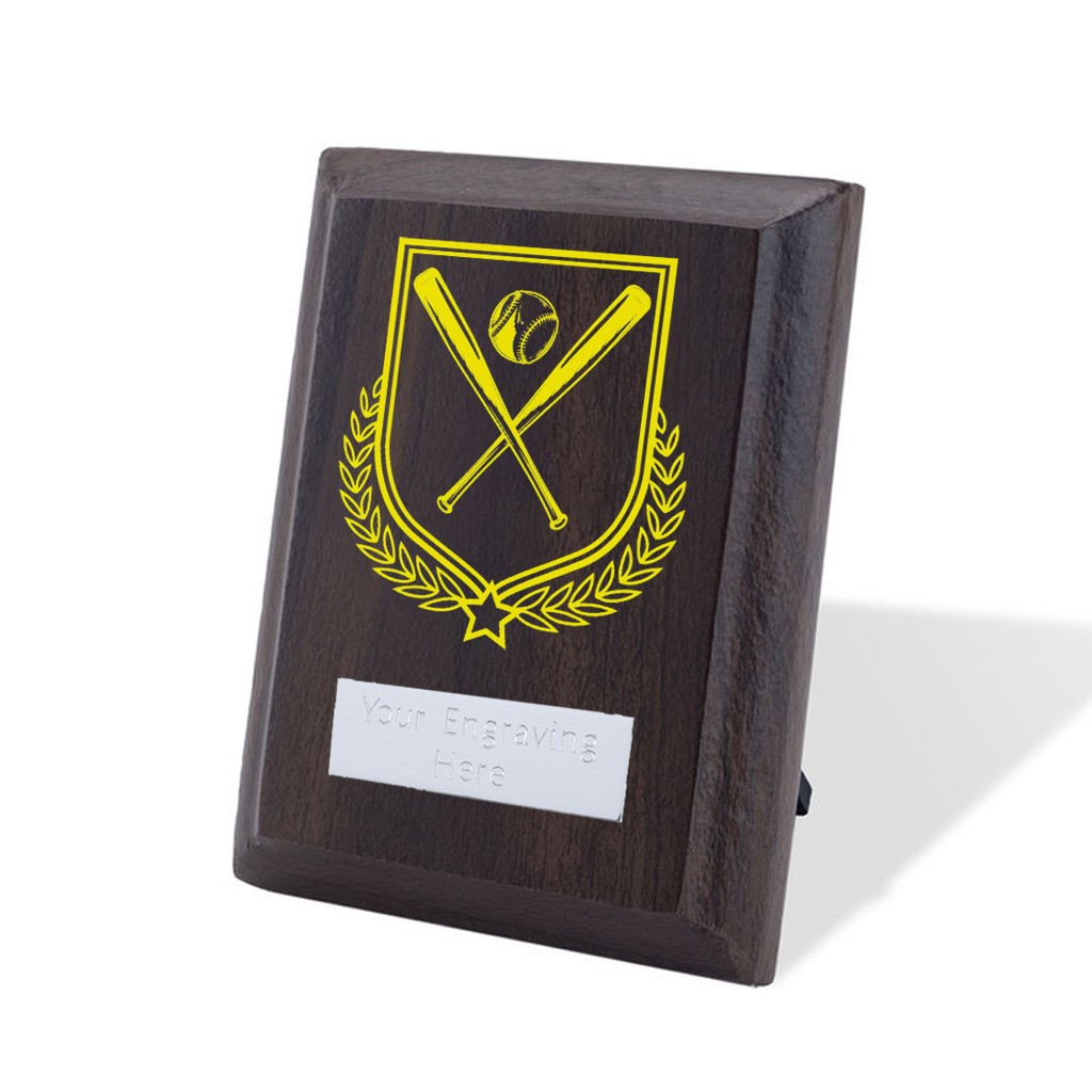 UV Colour Printed Baseball Walnut Plaque with Strut