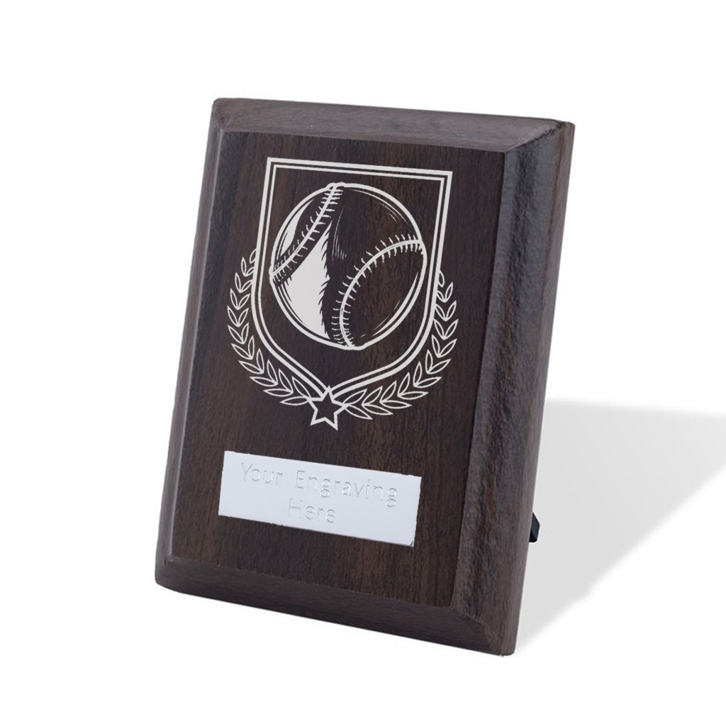 UV Colour Printed Baseball Walnut Plaque with Strut