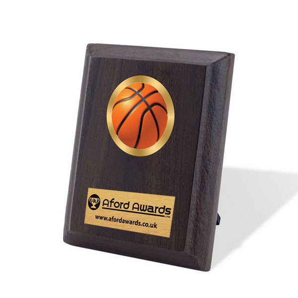 Basketball Walnut Plaque with Strut