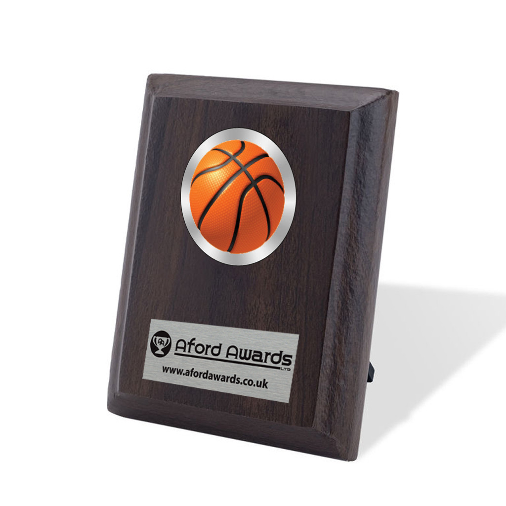 Basketball Walnut Plaque with Strut