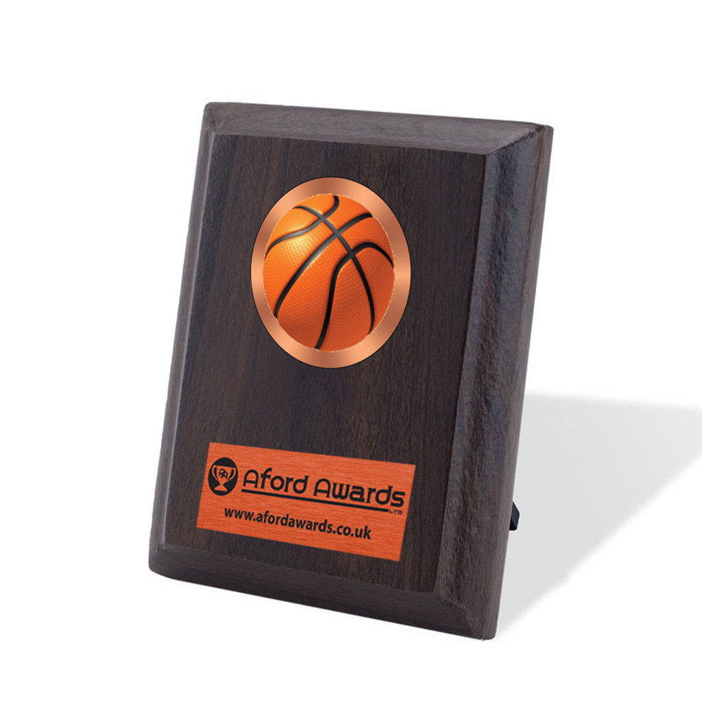 Basketball Walnut Plaque with Strut