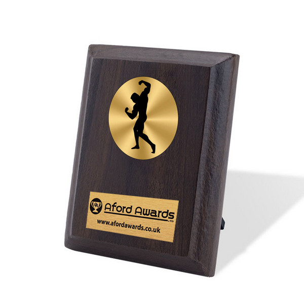 Body Building Walnut Plaque with Strut