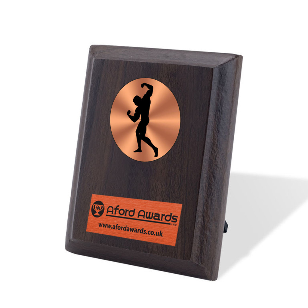 Body Building Walnut Plaque with Strut