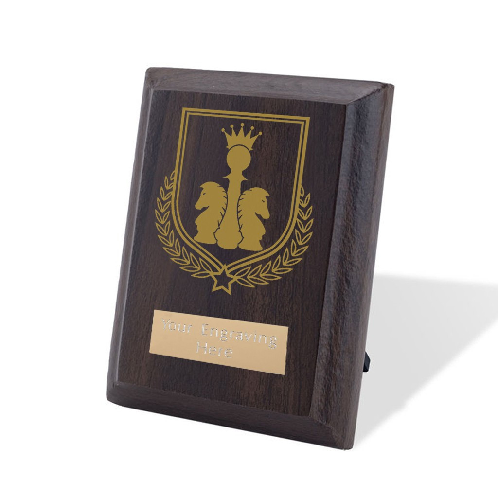 UV Colour Printed Chess Walnut Plaque with Strut