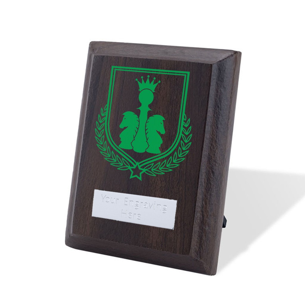 UV Colour Printed Chess Walnut Plaque with Strut