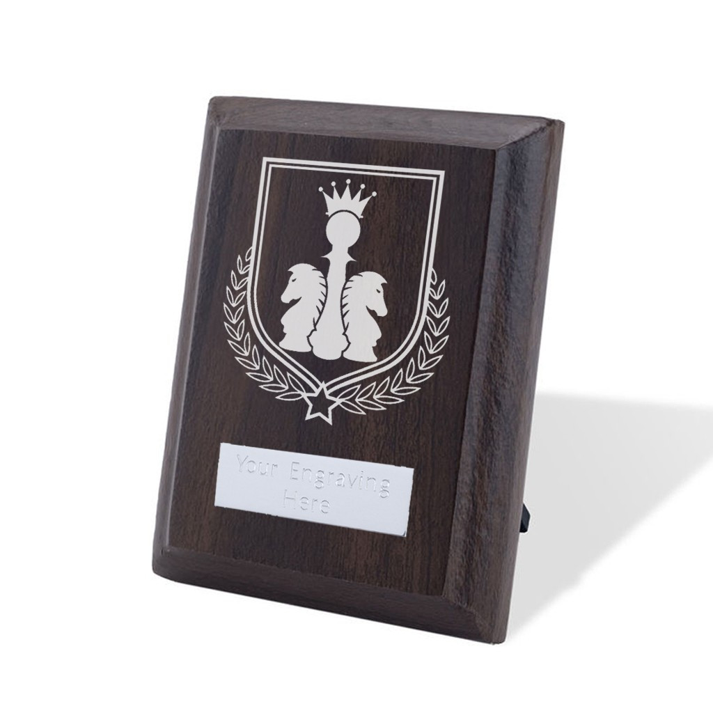 UV Colour Printed Chess Walnut Plaque with Strut