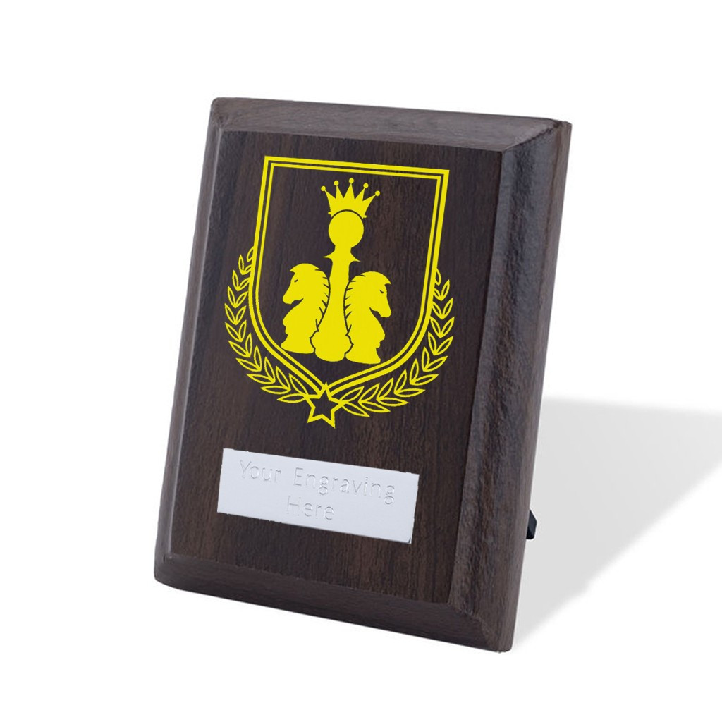 UV Colour Printed Chess Walnut Plaque with Strut