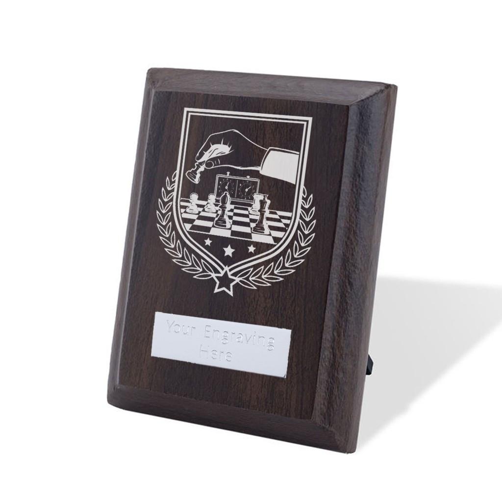 UV Colour Printed Chess Walnut Plaque with Strut